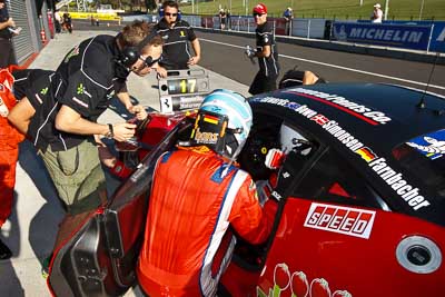 33;24-February-2012;33;Allan-Simonsen;Australia;Bathurst;Bathurst-12-Hour;Dominik-Farnbacher;Ferrari-458-Italia-GT3;Maranello-Motorsport;Mt-Panorama;NSW;New-South-Wales;Peter-Edwards;atmosphere;auto;endurance;motorsport;paddock;pitlane;portrait;racing;wide-angle