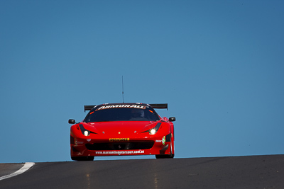 17;17;24-February-2012;Allan-Simonsen;Australia;Bathurst;Bathurst-12-Hour;Dominik-Farnbacher;Ferrari-458-Italia-GT3;John-Bowe;Maranello-Motorsport;Mt-Panorama;NSW;New-South-Wales;Peter-Edwards;auto;endurance;motorsport;racing;sky;super-telephoto