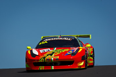 33;24-February-2012;33;Australia;Bathurst;Bathurst-12-Hour;Clearwater-Racing;Craig-Baird;Ferrari-458-Italia-GT3;Matt-Griffin;Mok-Weng-Sun;Mt-Panorama;NSW;New-South-Wales;auto;endurance;motorsport;racing;sky;super-telephoto