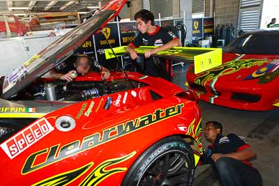 33;24-February-2012;33;Australia;Bathurst;Bathurst-12-Hour;Clearwater-Racing;Ferrari-458-Italia-GT3;Mt-Panorama;NSW;New-South-Wales;atmosphere;auto;crew;endurance;mechanics;motorsport;paddock;pitlane;portrait;racing;team;wide-angle