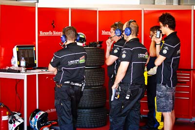 24-February-2012;Australia;Bathurst;Bathurst-12-Hour;Dominik-Farnbacher;Maranello-Motorsport;Mt-Panorama;NSW;New-South-Wales;atmosphere;auto;crew;endurance;mechanics;motorsport;paddock;pitlane;portrait;racing;team;telephoto