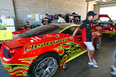 24-February-2012;Australia;Bathurst;Bathurst-12-Hour;Clearwater-Racing;Craig-Baird;Ferrari-458-Italia-GT3;Mt-Panorama;NSW;New-South-Wales;atmosphere;auto;endurance;motorsport;paddock;pitlane;portrait;racing;wide-angle