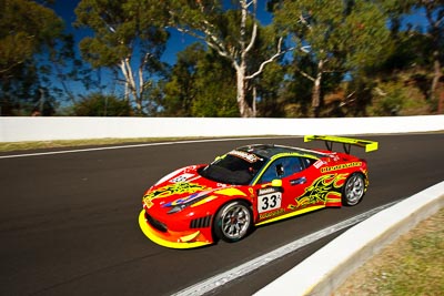 33;25-February-2012;33;Australia;Bathurst;Bathurst-12-Hour;Clearwater-Racing;Craig-Baird;Ferrari-458-Italia-GT3;Matt-Griffin;Mok-Weng-Sun;Mt-Panorama;NSW;New-South-Wales;auto;endurance;motorsport;racing;wide-angle