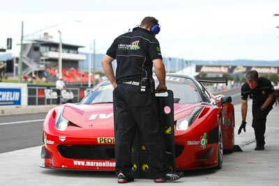 17;17;25-February-2012;Allan-Simonsen;Australia;Bathurst;Bathurst-12-Hour;Dominik-Farnbacher;Ferrari-458-Italia-GT3;John-Bowe;Maranello-Motorsport;Mt-Panorama;NSW;New-South-Wales;Peter-Edwards;atmosphere;auto;endurance;motorsport;pitlane;racing;telephoto