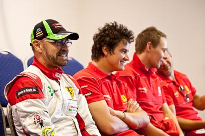 25-February-2012;Australia;Bathurst;Bathurst-12-Hour;John-Bowe;Maranello-Motorsport;Mt-Panorama;NSW;New-South-Wales;atmosphere;auto;endurance;interview;media-centre;motorsport;paddock;portrait;racing;telephoto