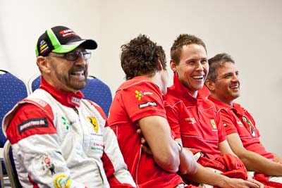 25-February-2012;Allan-Simonsen;Australia;Bathurst;Bathurst-12-Hour;Dominik-Farnbacher;Maranello-Motorsport;Mt-Panorama;NSW;New-South-Wales;atmosphere;auto;endurance;interview;media-centre;motorsport;paddock;portrait;racing;telephoto