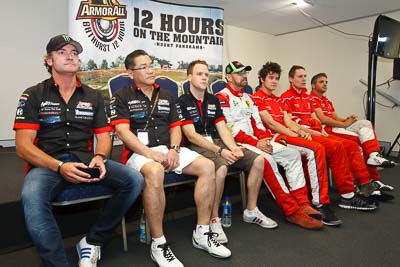 25-February-2012;Allan-Simonsen;Australia;Bathurst;Bathurst-12-Hour;Clearwater-Racing;Craig-Baird;Dominik-Farnbacher;John-Bowe;Maranello-Motorsport;Matt-Griffin;Mok-Weng-Sun;Mt-Panorama;NSW;New-South-Wales;Peter-Edwards;atmosphere;auto;endurance;interview;media-centre;motorsport;paddock;portrait;racing;wide-angle