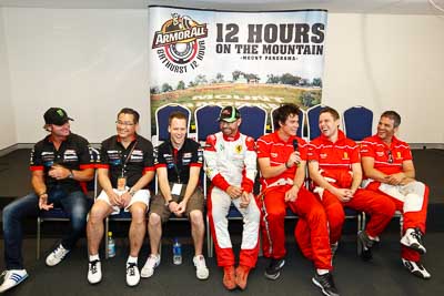 25-February-2012;Allan-Simonsen;Australia;Bathurst;Bathurst-12-Hour;Clearwater-Racing;Craig-Baird;Dominik-Farnbacher;John-Bowe;Maranello-Motorsport;Matt-Griffin;Mok-Weng-Sun;Mt-Panorama;NSW;New-South-Wales;Peter-Edwards;atmosphere;auto;endurance;interview;media-centre;motorsport;paddock;portrait;racing;wide-angle