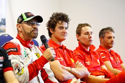 25-February-2012;Australia;Bathurst;Bathurst-12-Hour;John-Bowe;Maranello-Motorsport;Mt-Panorama;NSW;New-South-Wales;atmosphere;auto;endurance;interview;media-centre;motorsport;paddock;portrait;racing;telephoto