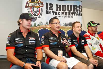 25-February-2012;Australia;Bathurst;Bathurst-12-Hour;Clearwater-Racing;Craig-Baird;Mok-Weng-Sun;Mt-Panorama;NSW;New-South-Wales;atmosphere;auto;endurance;interview;media-centre;motorsport;paddock;portrait;racing;wide-angle