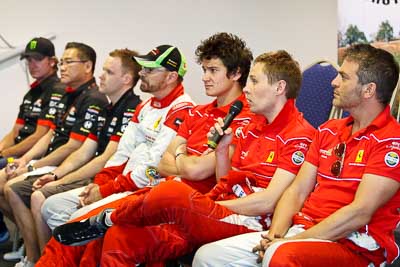 25-February-2012;Allan-Simonsen;Australia;Bathurst;Bathurst-12-Hour;Maranello-Motorsport;Mt-Panorama;NSW;New-South-Wales;atmosphere;auto;endurance;interview;media-centre;motorsport;paddock;portrait;racing;telephoto