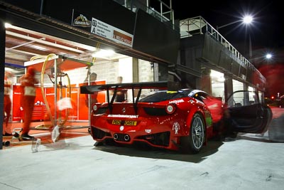 17;17;26-February-2012;Allan-Simonsen;Australia;Bathurst;Bathurst-12-Hour;Dominik-Farnbacher;Ferrari-458-Italia-GT3;John-Bowe;Maranello-Motorsport;Mt-Panorama;NSW;New-South-Wales;Peter-Edwards;Topshot;atmosphere;auto;endurance;motion-blur;motorsport;pitlane;racing;wide-angle