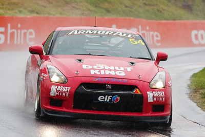 54;26-February-2012;54;Adam-Beechey;Anthony-Alford;Australia;Bathurst;Bathurst-12-Hour;Donut-King;Mt-Panorama;NSW;New-South-Wales;Nissan-GT‒R;Peter-Leemhuis;auto;endurance;motorsport;racing;rain;super-telephoto;wet