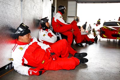 26-February-2012;Australia;Bathurst;Bathurst-12-Hour;Clearwater-Racing;Mt-Panorama;NSW;New-South-Wales;atmosphere;auto;crew;endurance;mechanics;motorsport;paddock;pitlane;portrait;racing;team;wide-angle