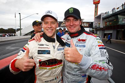 26-February-2012;Australia;Bathurst;Bathurst-12-Hour;Clearwater-Racing;Craig-Baird;Matt-Griffin;Mt-Panorama;NSW;New-South-Wales;Topshot;atmosphere;auto;celebration;endurance;motorsport;paddock;pitlane;portrait;racing;wide-angle