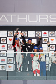 26-February-2012;Australia;Bathurst;Bathurst-12-Hour;Gerry-Murphy;Henk-Thijssen;Ivo-Breukers;Martin-Bailey;Michael-Caine;Mt-Panorama;NSW;New-South-Wales;atmosphere;auto;celebration;endurance;motorsport;podium;racing;telephoto