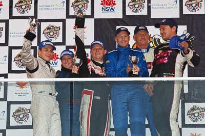 26-February-2012;Adam-Beechey;Anthony-Alford;Australia;Bathurst;Bathurst-12-Hour;Christian-Klien;Mt-Panorama;NSW;New-South-Wales;Peter-Leemhuis;Robert-Thomson;Sarah-Harley;atmosphere;auto;celebration;endurance;motorsport;podium;racing;telephoto