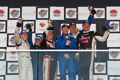 26-February-2012;Adam-Beechey;Anthony-Alford;Australia;Bathurst;Bathurst-12-Hour;Christian-Klien;Mt-Panorama;NSW;New-South-Wales;Peter-Leemhuis;Robert-Thomson;Sarah-Harley;atmosphere;auto;celebration;endurance;motorsport;podium;racing;telephoto