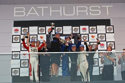 26-February-2012;Allan-Dippie;Australia;Bathurst;Bathurst-12-Hour;Brett-Niall;Bruce-Thomlinson;Mark-Maddren;Mt-Panorama;NSW;Nathan-Tinkler;New-South-Wales;Scott-ODonnell;Simon-McLennon;Steven-Johnson;Steven-Richards;atmosphere;auto;celebration;endurance;motorsport;podium;racing;telephoto