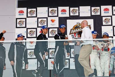 26-February-2012;Australia;Bathurst;Bathurst-12-Hour;Bret-Curtis;Erebus-Motorsport;Erebus-Racing;Jeroen-Bleekemolen;Mt-Panorama;NSW;New-South-Wales;Tim-Slade;atmosphere;auto;celebration;endurance;motorsport;podium;racing;telephoto