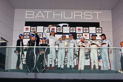 26-February-2012;Australia;Bathurst;Bathurst-12-Hour;Bret-Curtis;Christer-Jöns;Christopher-Mies;Craig-Baird;Darryl-OYoung;Erebus-Motorsport;Erebus-Racing;Jeroen-Bleekemolen;Matt-Griffin;Mok-Weng-Sun;Mt-Panorama;NSW;New-South-Wales;Peter-Hackett;Phoenix-Racing;Tim-Slade;atmosphere;auto;celebration;endurance;motorsport;podium;racing;telephoto