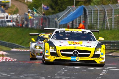 16;16;17-May-2012;24-Hour;Andrii-Lebed;Black-Falcon;Christian-Bracke;Deutschland;Germany;Green-Hell;Grüne-Hölle;Hannes-Plesse;Karussell;Mercedes‒Benz-SLS-AMG-GT3;Nuerburg;Nuerburgring;Nurburg;Nurburgring;Nürburg;Nürburgring;Reinhold-Renger;Rhineland‒Palatinate;auto;endurance;motorsport;racing;super-telephoto