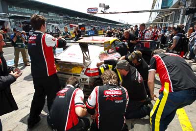 28;20-May-2012;24-Hour;Christopher-Brück;Deutschland;Frikadelli-Racing;Germany;Green-Hell;Grüne-Hölle;Klaus-Abbelen;Nuerburg;Nuerburgring;Nurburg;Nurburgring;Nürburg;Nürburgring;Patrick-Huismann;Porsche-911-GT3-R-997;Porsche-997-GT3-R;Rhineland‒Palatinate;Sabine-Schmitz;Timbuli-Racing;atmosphere;auto;crew;endurance;motorsport;pitlane;pitstop;racing;team;wide-angle