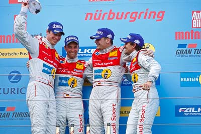 20-May-2012;24-Hour;Audi-Sport-Team-Phoenix;Deutschland;Frank-Stippler;Germany;Green-Hell;Grüne-Hölle;Markus-Winkelhock;Nuerburg;Nuerburgring;Nurburg;Nurburgring;Nürburg;Nürburgring;Rhineland‒Palatinate;atmosphere;auto;celebration;endurance;motorsport;podium;racing;telephoto