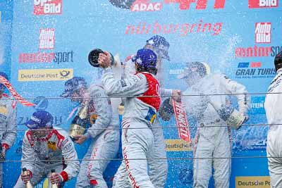 20-May-2012;24-Hour;Audi-Sport-Team-Phoenix;Deutschland;Germany;Green-Hell;Grüne-Hölle;Markus-Winkelhock;Nuerburg;Nuerburgring;Nurburg;Nurburgring;Nürburg;Nürburgring;Rhineland‒Palatinate;atmosphere;auto;celebration;champagne;endurance;motorsport;podium;racing;telephoto