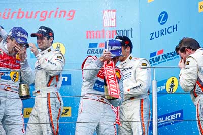 20-May-2012;24-Hour;Audi-Sport-Team-Phoenix;Christopher-Haase;Deutschland;Germany;Green-Hell;Grüne-Hölle;Nuerburg;Nuerburgring;Nurburg;Nurburgring;Nürburg;Nürburgring;Rhineland‒Palatinate;atmosphere;auto;celebration;champagne;endurance;motorsport;podium;racing;telephoto