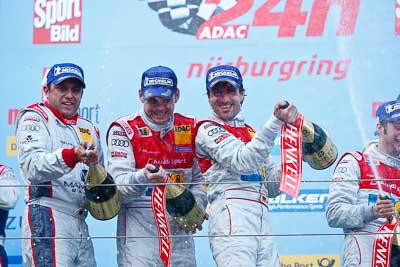 20-May-2012;24-Hour;Audi-Sport-Team-Phoenix;Christian-Abt;Deutschland;Germany;Green-Hell;Grüne-Hölle;Mamerow-Racing;Marc-Basseng;Markus-Winkelhock;Nuerburg;Nuerburgring;Nurburg;Nurburgring;Nürburg;Nürburgring;Rhineland‒Palatinate;atmosphere;auto;celebration;champagne;endurance;motorsport;podium;racing;telephoto