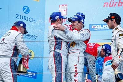 20-May-2012;24-Hour;Audi-Sport-Team-Phoenix;Christian-Abt;Deutschland;Germany;Green-Hell;Grüne-Hölle;Mamerow-Racing;Markus-Winkelhock;Nuerburg;Nuerburgring;Nurburg;Nurburgring;Nürburg;Nürburgring;Rhineland‒Palatinate;atmosphere;auto;celebration;champagne;endurance;motorsport;podium;racing;telephoto