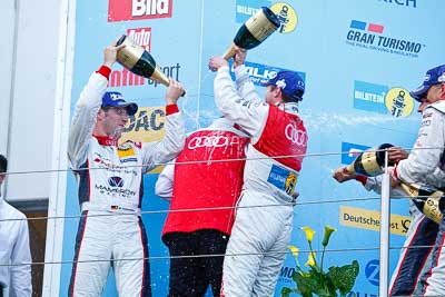 20-May-2012;24-Hour;Audi-Sport-Team-Phoenix;Deutschland;Frank-Stippler;Germany;Green-Hell;Grüne-Hölle;Mamerow-Racing;Michael-Ammermüller;Nuerburg;Nuerburgring;Nurburg;Nurburgring;Nürburg;Nürburgring;Rhineland‒Palatinate;atmosphere;auto;celebration;champagne;endurance;motorsport;podium;racing;telephoto