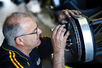 22-September-2012;Australia;Formula-3;Open-Wheeler;Phillip-Island;Shannons-Nationals;Topshot;VIC;Victoria;atmosphere;auto;brakes;inspection;mechanic;motorsport;paddock;pitlane;portrait;racing;telephoto