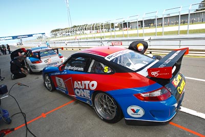 5;22-September-2012;5;Adam-Marjoram;Australia;Phillip-Island;Porsche-911-GT3-Cup-997;Porsche-GT3-Cup-Challenge;Shannons-Nationals;VIC;Victoria;atmosphere;auto;motorsport;pitlane;racing;wide-angle