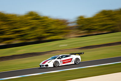 71;23-September-2012;71;AGT;Andrew-McInnes;Australia;Australian-GT-Championship;Dean-Koutsoumidis;Grand-Tourer;Lamborghini-Gallardo-LP502;Phillip-Island;Shannons-Nationals;VIC;Victoria;auto;endurance;motion-blur;motorsport;racing;telephoto;trees