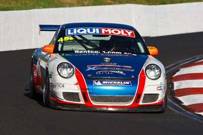 45;45;8-February-2013;Aaron-Zerefos;Australia;Barton-Mawer;Bathurst;Bathurst-12-Hour;Duvashen-Padayachee;Grand-Tourer;Indiran-Padayachee;Mt-Panorama;NSW;New-South-Wales;Porsche-911-GT3-Cup-997;Rentcorp-Forklifts;The-Esses;auto;endurance;motorsport;racing;super-telephoto