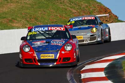 30;30;8-February-2013;Australia;Bathurst;Bathurst-12-Hour;Drew-Russell;Grand-Tourer;Hunter-Motorsports;Jonny-Reid;Mt-Panorama;NSW;New-South-Wales;Porsche-911-GT3-Cup-997;Steven-Johnson;The-Esses;auto;endurance;motorsport;racing;super-telephoto