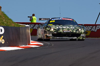 88;8-February-2013;88;Allan-Simonsen;Australia;Bathurst;Bathurst-12-Hour;Ferrari-458-Italia-GT3;Grand-Tourer;John-Bowe;Maranello-Motorsport;Mika-Salo;Mt-Panorama;NSW;New-South-Wales;Peter-Edwards;The-Esses;auto;endurance;motorsport;racing;super-telephoto