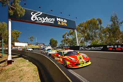 33;33;8-February-2013;Australia;Bathurst;Bathurst-12-Hour;Clearwater-Racing;Craig-Baird;Ferrari-458-Italia-GT3;Grand-Tourer;Matt-Griffin;Mok-Weng-Sun;Mt-Panorama;NSW;New-South-Wales;The-Dipper;auto;endurance;motorsport;racing;sky;wide-angle