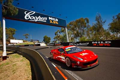 58;58;8-February-2013;AF-Corse;Australia;Bathurst;Bathurst-12-Hour;Ferrari-458-Italia-GT3;Grand-Tourer;Marco-Cioci;Michele-Rugolo;Mt-Panorama;NSW;New-South-Wales;Steve-Wyatt;The-Dipper;auto;endurance;motorsport;racing;sky;wide-angle