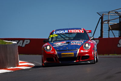 30;30;8-February-2013;Australia;Bathurst;Bathurst-12-Hour;Drew-Russell;Grand-Tourer;Hunter-Motorsports;Jonny-Reid;Mt-Panorama;NSW;New-South-Wales;Porsche-911-GT3-Cup-997;Steven-Johnson;The-Esses;auto;endurance;motorsport;racing;super-telephoto