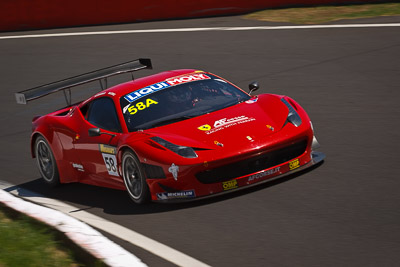 58;58;8-February-2013;AF-Corse;Australia;Bathurst;Bathurst-12-Hour;Ferrari-458-Italia-GT3;Grand-Tourer;Marco-Cioci;Michele-Rugolo;Mt-Panorama;NSW;New-South-Wales;Steve-Wyatt;The-Esses;auto;endurance;motorsport;racing;telephoto