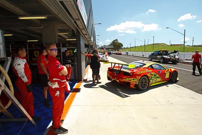 33;33;8-February-2013;Australia;Bathurst;Bathurst-12-Hour;Clearwater-Racing;Craig-Baird;Ferrari-458-Italia-GT3;Grand-Tourer;Matt-Griffin;Mok-Weng-Sun;Mt-Panorama;NSW;New-South-Wales;atmosphere;auto;endurance;motorsport;paddock;pitlane;racing;wide-angle