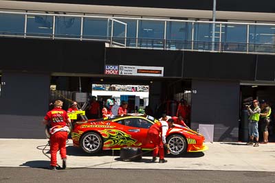 33;33;8-February-2013;Australia;Bathurst;Bathurst-12-Hour;Clearwater-Racing;Craig-Baird;Ferrari-458-Italia-GT3;Grand-Tourer;Matt-Griffin;Mok-Weng-Sun;Mt-Panorama;NSW;New-South-Wales;atmosphere;auto;endurance;motion-blur;motorsport;paddock;pitlane;racing;wide-angle