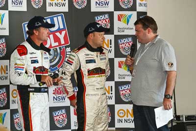 8-February-2013;Australia;Bathurst;Bathurst-12-Hour;Clearwater-Racing;Craig-Baird;Grand-Tourer;Matt-Griffin;Mt-Panorama;NSW;New-South-Wales;Richard-Craill;auto;endurance;interview;media-centre;motorsport;portrait;press-conference;racing;telephoto