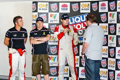 8-February-2013;Allan-Simonsen;Australia;Bathurst;Bathurst-12-Hour;Grand-Tourer;Maranello-Motorsport;Mika-Salo;Mt-Panorama;NSW;New-South-Wales;Peter-Edwards;Richard-Craill;Topshot;auto;endurance;interview;media-centre;motorsport;portrait;press-conference;racing;telephoto