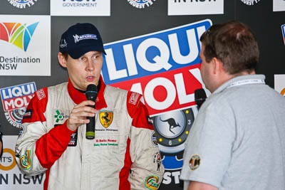 8-February-2013;Allan-Simonsen;Australia;Bathurst;Bathurst-12-Hour;Grand-Tourer;Maranello-Motorsport;Mt-Panorama;NSW;New-South-Wales;auto;endurance;interview;media-centre;motorsport;portrait;press-conference;racing;telephoto