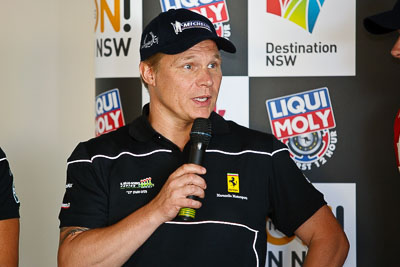 8-February-2013;Australia;Bathurst;Bathurst-12-Hour;Grand-Tourer;Maranello-Motorsport;Mika-Salo;Mt-Panorama;NSW;New-South-Wales;auto;endurance;interview;media-centre;motorsport;portrait;press-conference;racing;telephoto