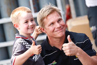 9-February-2013;Australia;Bathurst;Bathurst-12-Hour;Grand-Tourer;Maranello-Motorsport;Mika-Salo;Mt-Panorama;NSW;New-South-Wales;Topshot;atmosphere;auto;child;endurance;kid;motorsport;paddock;pitlane;portrait;racing;telephoto